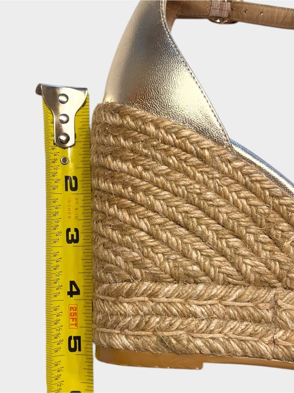 STUART WEITZMAN Gold Metallic Espadrille Platform Wedge Sandals Size 6 - Picture 7 of 8